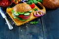 Vegan burger with vegetables Royalty Free Stock Photo