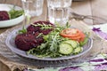 Vegan burgers with beetroot and beans Royalty Free Stock Photo
