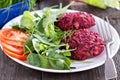 Vegan burgers with beetroot and beans