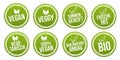 Vegan Button und Vegetarisch Banner Set. Biologischer und ÃÂ¶kologischer Anbau Royalty Free Stock Photo