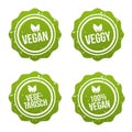 Vegan Button und Vegetarisch Banner Set. Vegan Badge Set. Royalty Free Stock Photo