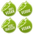 Vegan Buttons Badges set with Icon.