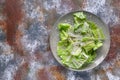 Vegan Caesar salad. Healthy and tasty salad without meat. Top view. Copy space
