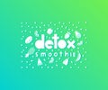 Vegan cafe concept. Detox Smoothie vector text logo design.