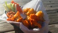 Vegan Cauliflower Buffalo Wings With Ranch Sauce And Vegetable Sticks Royalty Free Stock Photo