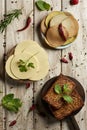 Vegan cheese, tofu fillets and tofu cold cuts Royalty Free Stock Photo
