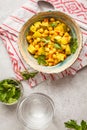 Vegan chickpea vegetables with coconut milk and cilantro, top vi