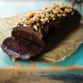 Vegan chocolate cake with caramelized walnuts