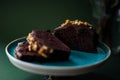 Vegan chocolate cake with caramelized walnuts Royalty Free Stock Photo