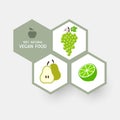 Vegan concept with fruit icons Royalty Free Stock Photo