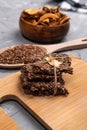 Vegan crackers flax seeds Healthy Food. Superfood. vertical photo