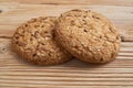 Vegan crunchy cookies with sunflower, flax seeds and sesame seeds . Macro view