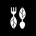 Vegan cutlery dark mode glyph icon