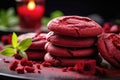 Vegan dessert serving red velvet cookies Royalty Free Stock Photo