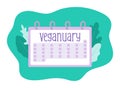 Vegan diet month in January is called Veganuary. Go Vegan. Calendar Royalty Free Stock Photo