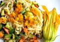 Vegan dish : squash blossom pasta