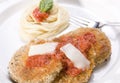 Vegan Eggplant Parmesan with Angel Hair Pasta Royalty Free Stock Photo