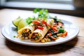 vegan enchiladas stuffed with tofu and vegetables