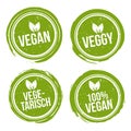 Vegan Food Badges set. Veggy and 100% Vegan Food. Vector hand drawn Signs. Can be used for packaging Design Royalty Free Stock Photo