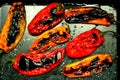 Vegan food with bell peppers grilled in the oven