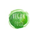 Vegan food. Eco, organic labels. Green abstract hand drawn watercolor background. Natural, organic food, bio, eco design Royalty Free Stock Photo