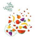 Vegan food fruit illustration for healthy eating