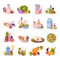 Vegan Food Icons Collection Royalty Free Stock Photo