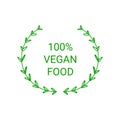 100 vegan food label. For labeling products. Eco friendly concept. Vector green sign, sticker Royalty Free Stock Photo