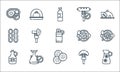 vegan food line icons. linear set. quality vector line set such as orange juice, legumes, olive oil, orange slice, no fish,