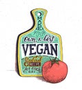 Vegan food. Motivational quote. Vintage poster