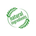 vegan food nature ingredients green leaf label stamp organic ingredients vector icon