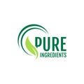 vegan food pure ingredients green leaf label stamp organic ingredients vector icon Royalty Free Stock Photo