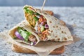 Tasty falafel wrap in gluten free bread Royalty Free Stock Photo