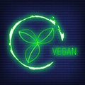 Vegan Free. Allergen food, GMO free products neon icon and logo. Intolerance and allergy food. Vector illustration and isolated on