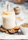 Vegan fresh milk from hemp seeds in a glass jar Royalty Free Stock Photo