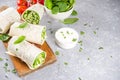 Vegan fresh tortilla wraps with vegetable