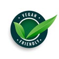 Vegan friendly leaves label in green color