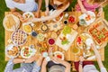 Vegan friends eating healthy lunch Royalty Free Stock Photo