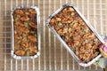 Vegan fruitcake made from whole grains and bananas. No flour and no added sugar. Vegan food for good healthy lover and vegetarian.