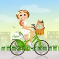 Vegan girl on bike Royalty Free Stock Photo