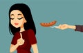 Vegan Girl Saying No to Meat Consumption Vector Cartoon Illustration