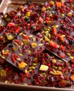 Vegan gluten free chocolate bark or fruit and nut chocolates Royalty Free Stock Photo