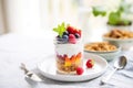 vegan greek yogurt parfait with almond milk yogurt and fresh berry compote Royalty Free Stock Photo