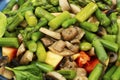 Vegan green asparagus and mushroom salad Royalty Free Stock Photo