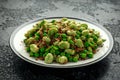 Vegan Green broad beans and quinoa salad with sweet peas and mint. Healthy food. Royalty Free Stock Photo