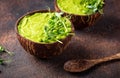 Vegan green broccoli soup or smoothie