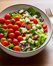 Vegan green salad with cherry tomatos and quinoa seeds. AI generated Royalty Free Stock Photo