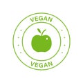 Vegan Green Stamp. Vegetarian Label. Organic Product for Vegan Symbol. Natural Food for Vegetarian Sign. Bio Healthy Royalty Free Stock Photo