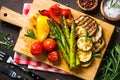 Grilled vegetables - zucchini, paprika, eggplant, asparagus and tomatoes.