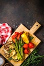 Grilled vegetables - zucchini, paprika, eggplant, asparagus and tomatoes.